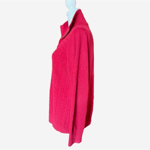 Talbots Women’s Red Cable Knit Full Zip Cardigan Sweater Size X - Picture 4 of 8